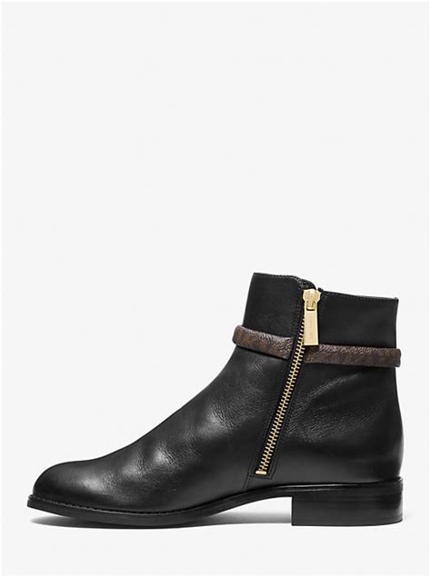 michael kors finley flat leather booties|Finley Leather and Logo Ankle Boot .